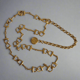 Vintage Gold-Tone Horsebit Chain Belt with Medallion Drop