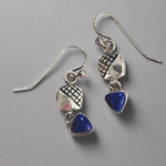 Vintage Lapis Lazuli & Silver Dangle Earrings – 20mm