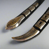 Vintage Snake Scale Western Belt – Black Leather with Brass Tip & Keeper Set