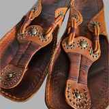 Vintage Indian tooled  sandals – Handcrafted size W 10 M 8