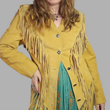 Western Fringe suede tan jacket  - Cowgirl size Medium