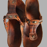 Vintage Indian tooled  sandals – Handcrafted size W 10 M 8
