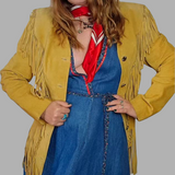 Western Fringe suede tan jacket  - Cowgirl size Medium