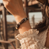 Western Leather Faux Buffalo Bone Bracelet