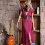 Im on Fire crochet dress in Mulberry size M