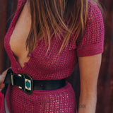 Im on Fire crochet dress in Mulberry size M