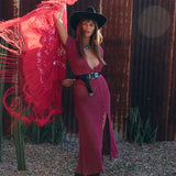 Im on Fire crochet dress in Mulberry size M