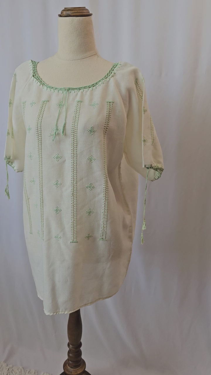 VINTAGE COTTON EMBROIDERED BLOUSE M