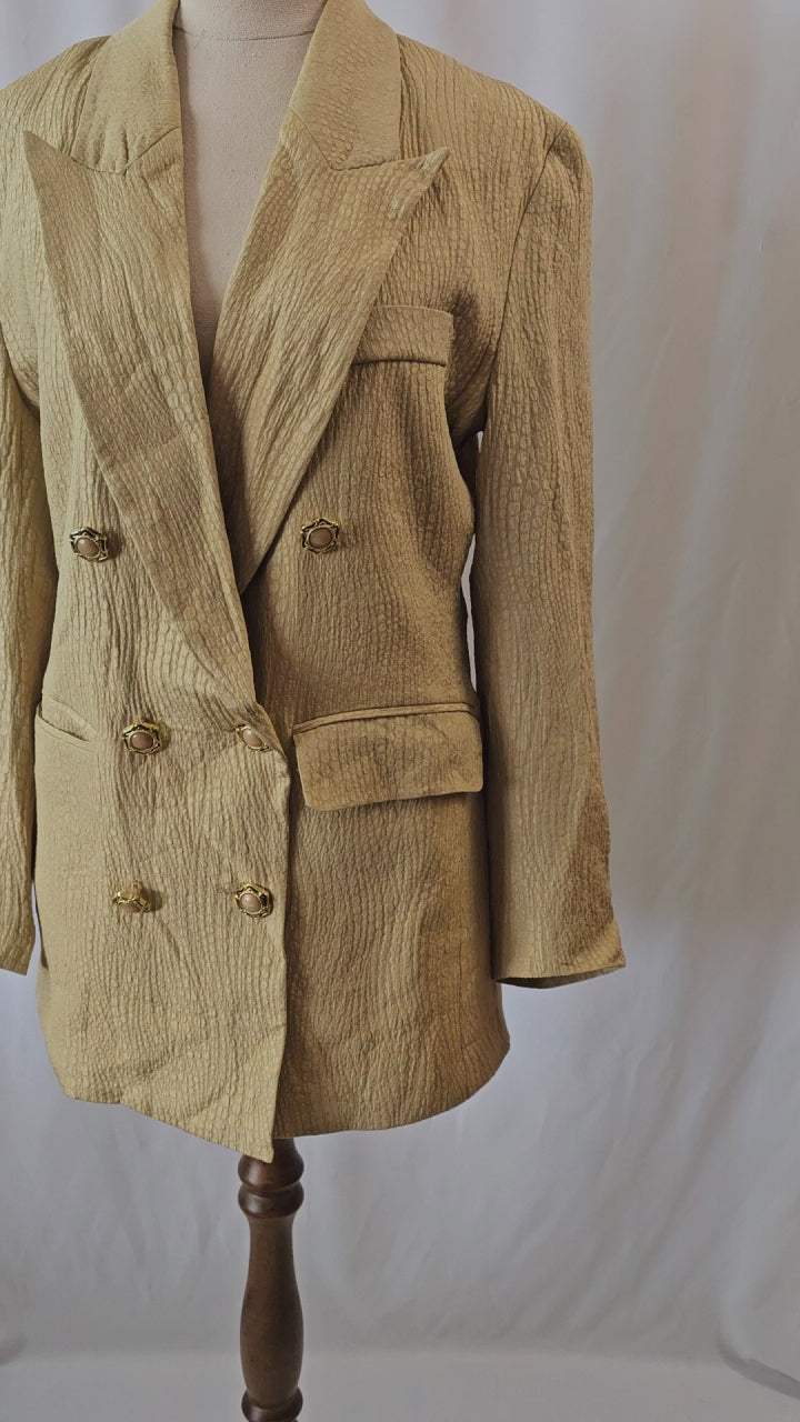 Vintage Gold Silk Crocodile Blazer S 8/10 AUS