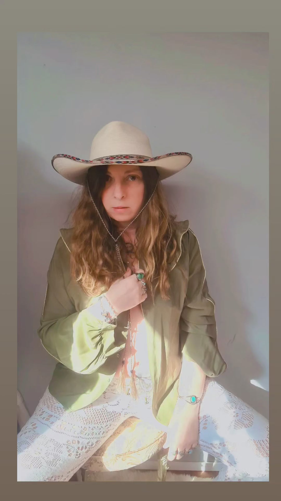 70s VINTAGE OLIVE GREEN SILK SHIRT