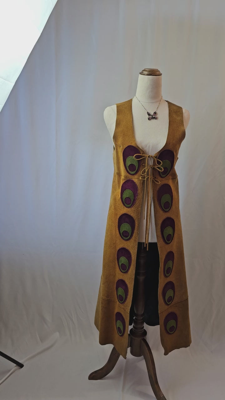 70s vintage suede peacock waistcoat one of a kind! 8/10/12