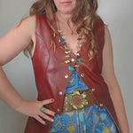 Vintage Brown Leather Vest – Small