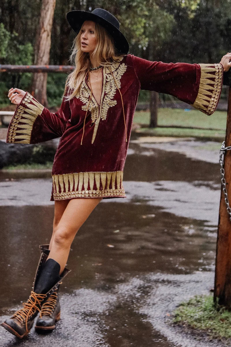 Chasing Unicorns Queen Of Hearts Velvet Tunic M rrp:900+
