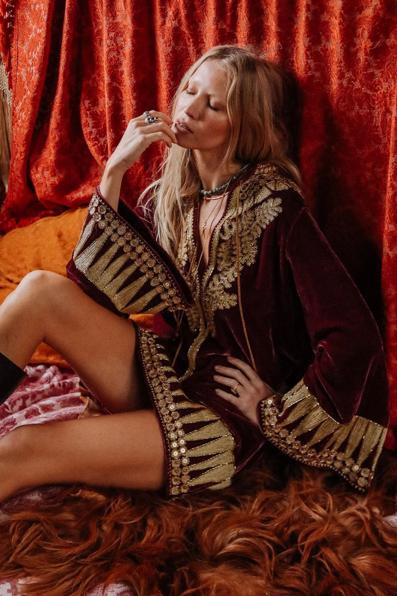 Chasing Unicorns Queen Of Hearts Velvet Tunic M rrp:900+
