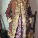 Vintage Suede & Fur Embroidered Coat – Boho Western Collector's Piece