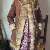 Vintage Suede & Fur Embroidered Coat – Boho Western Collector's Piece