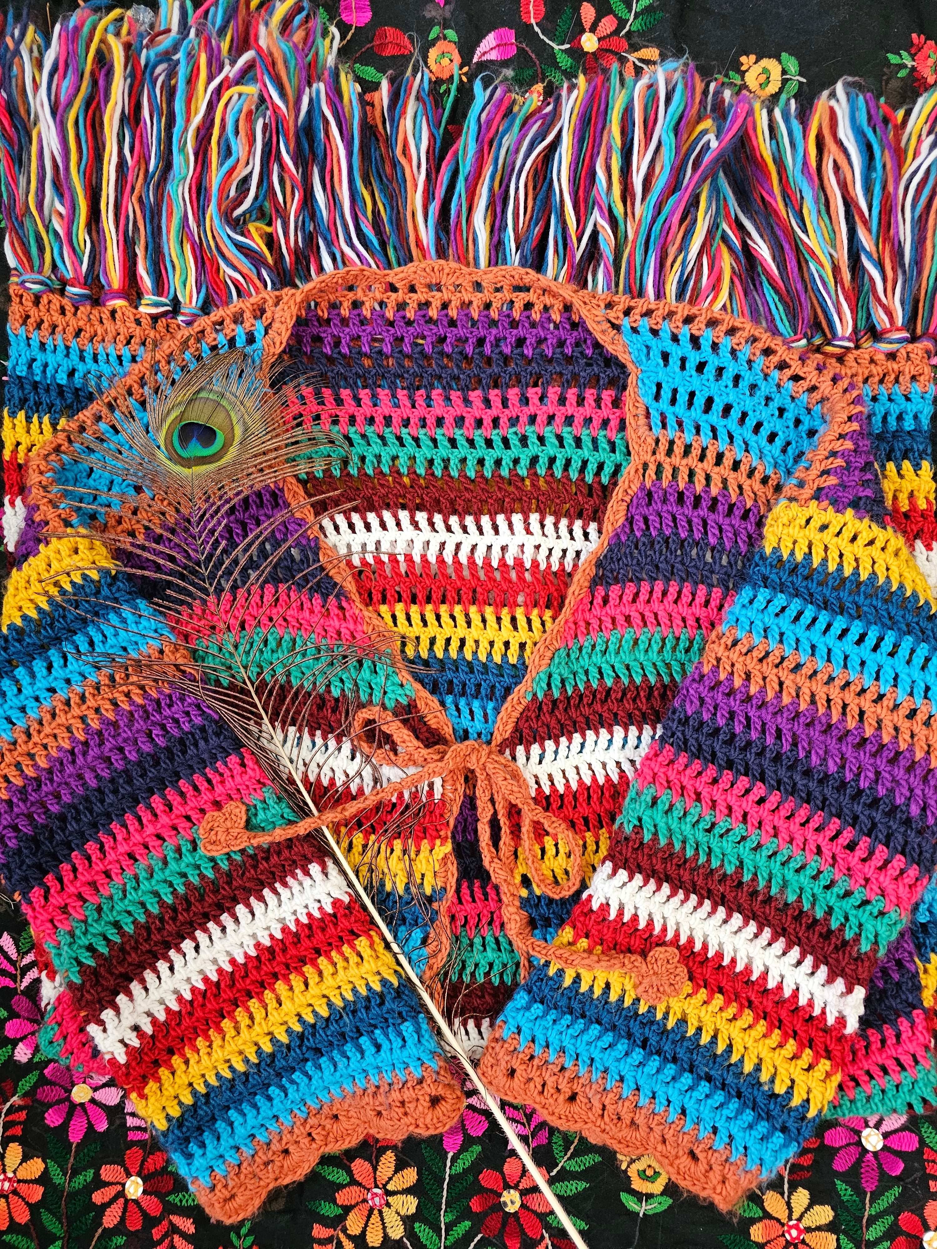 Technicolour Groove Coat – One of a Kind Hand Crochet one size