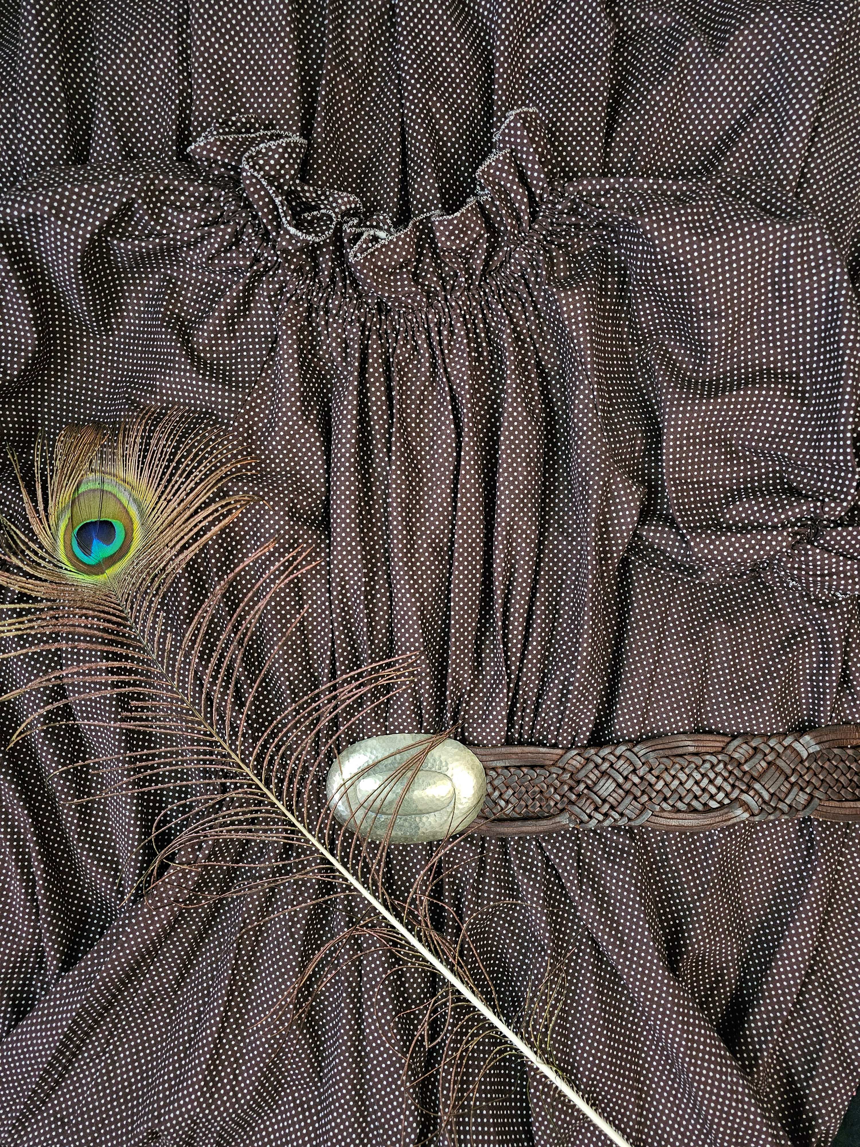 Vintage Cottagecore Maxi Dress – “Souvenirs of Midland, W.A.” Chocolate Polka Dot Romance