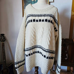 Vintage cream cable knit jumper with black detail
