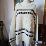 Vintage cream cable knit jumper with black detail

