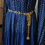 Vintage Gold-Tone Horsebit Chain Belt with Medallion Drop