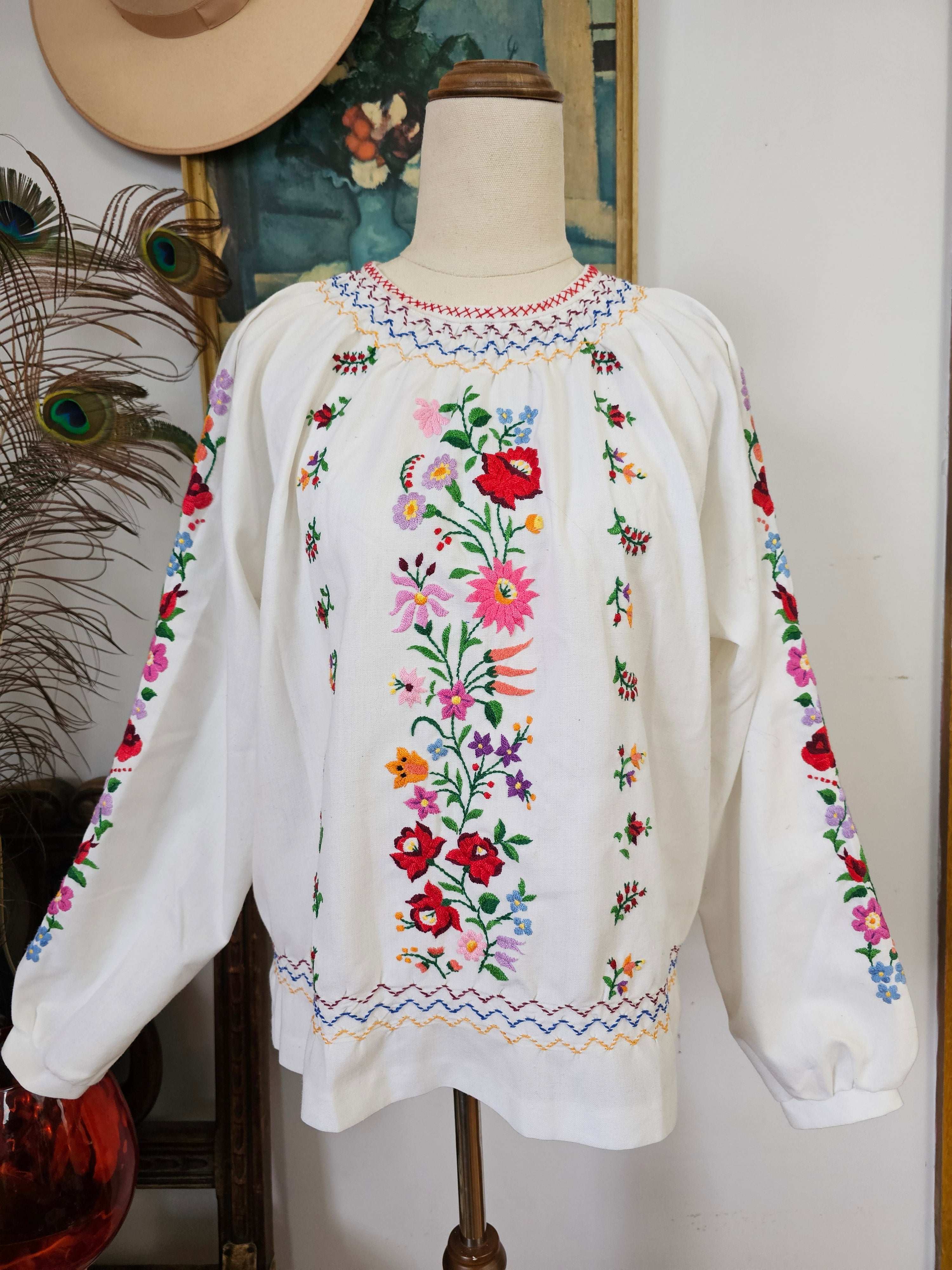 embroidered cotton folk blouse