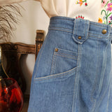 Vintage Caravelle A-Line Denim Midi Skirt – Size 10/12