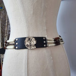 Vintage Bone & Beaded Leather Concho Belt | 77–88cm