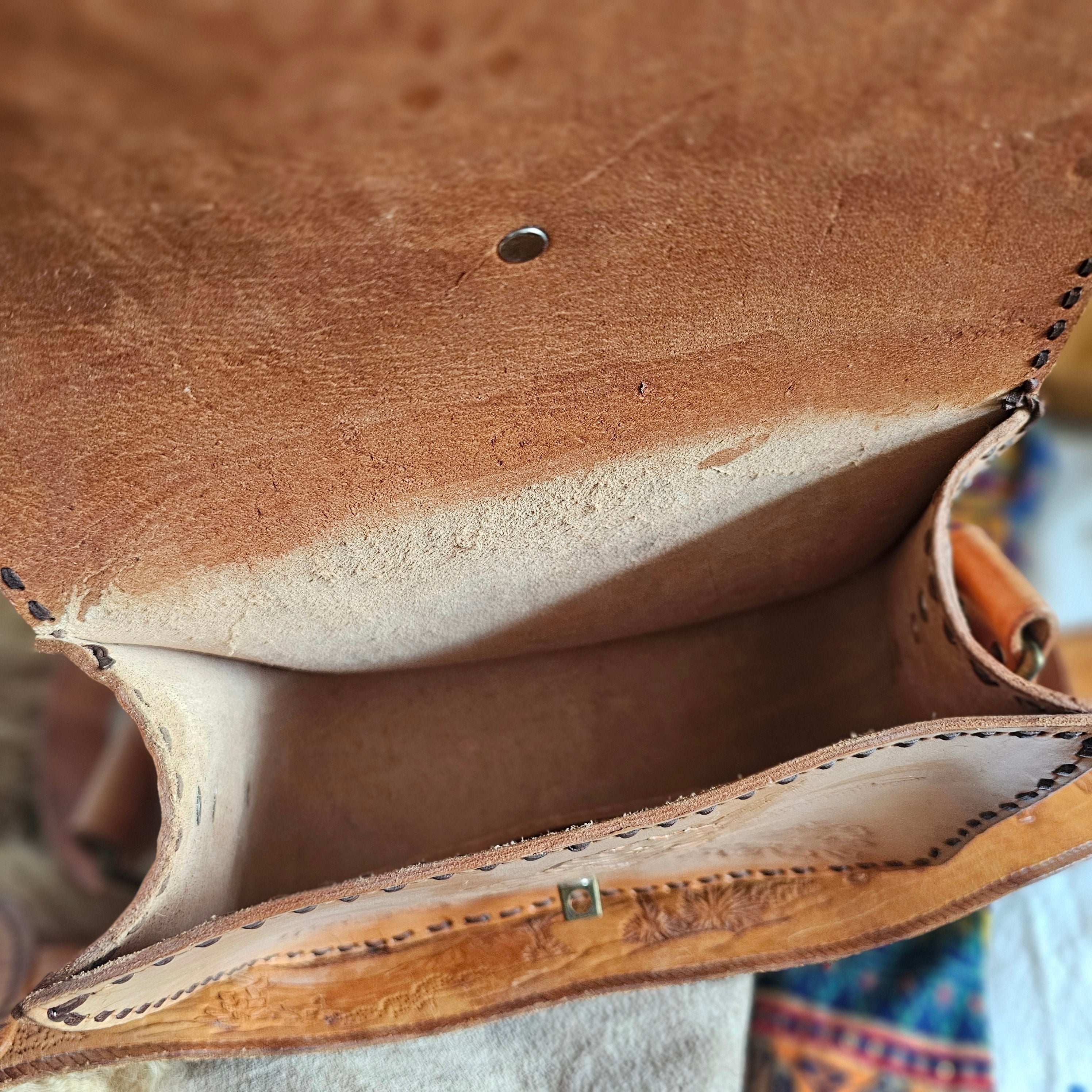 Vintage Hand-Tooled Leather Shoulder Bag