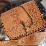 tooled leather handbag