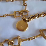 Vintage Gold-Tone Horsebit Chain Belt with Medallion Drop