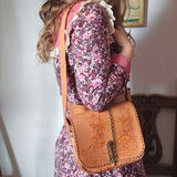 Vintage Hand-Tooled Leather Shoulder Bag