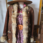 Vintage Suede & Fur Embroidered Coat – Boho Western Collector's Piece