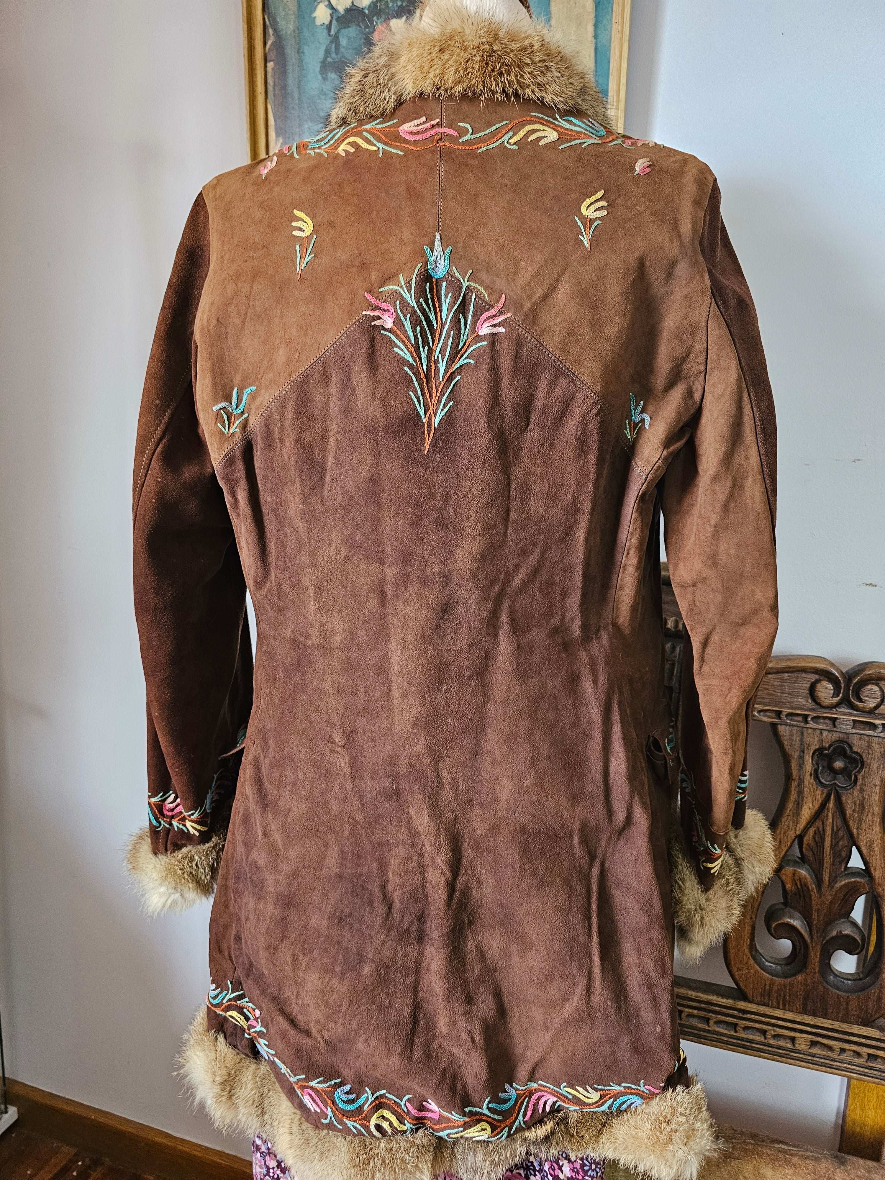 embroidered suede jacket 70s