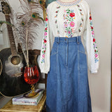 Vintage Caravelle A-Line Denim Midi Skirt – Size 10/12