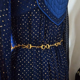 Vintage Gold-Tone Horsebit Chain Belt with Medallion Drop