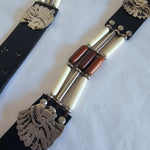 Vintage Bone & Beaded Leather Concho Belt | 77–88cm