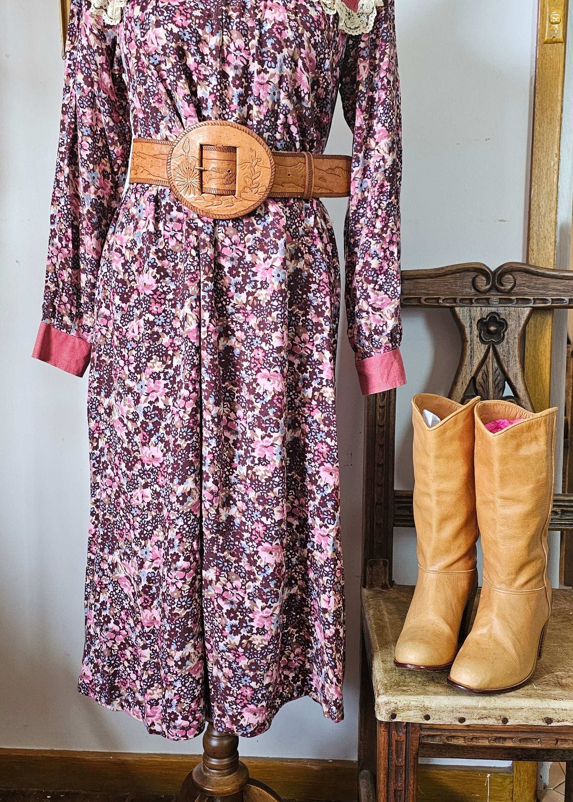 cottage core vintage floral pastel dress