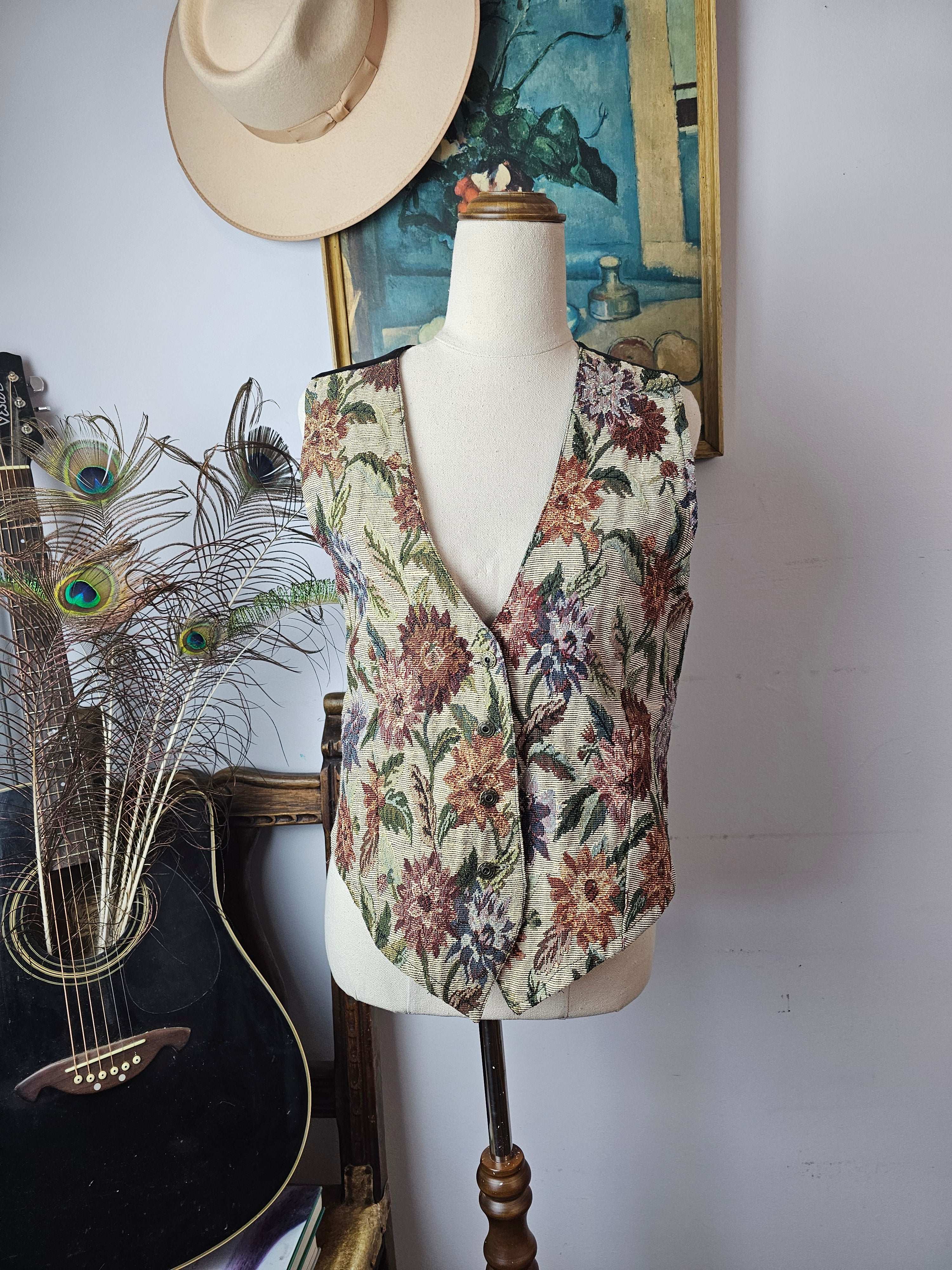 Vintage Tapestry Vest | Size L