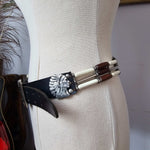 Vintage Bone & Beaded Leather Concho Belt | 77–88cm