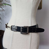 Vintage Bone & Beaded Leather Concho Belt | 77–88cm