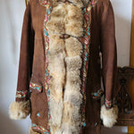woodstock suede fur jacket embroidery detail