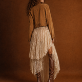 Vintage Genuine Suede Lace-Up Top