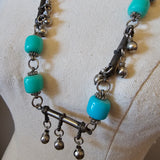 Vintage Afghan Turquoise Beaded bell Necklace