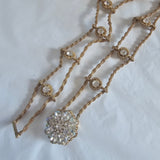 Vintage Gold rope chain belt with crystal flower centrerpiece