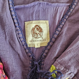 Chasing Unicorns 'Northern Skies' Embroidered Cotton Gauze Maxi Dress S /small faults