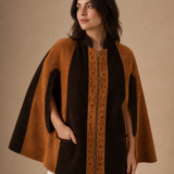 vintage 70s suede leather Poncho S/M