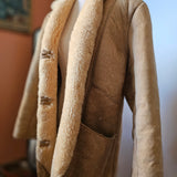 Vintage 70s/80s Genuine Sheepskin Shearling Coat – Tan & Cream