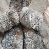 Vintage English Suede Lamb Fur Trim Coat Approx M
