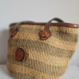 Vintage Woven Rattan Leather Tote Bag